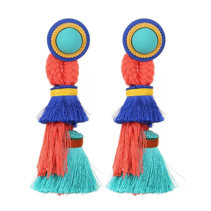 Bohemian Earrings Long Tassels Dangle Exaggerated Earrings Handmade For Women Wedding Party Jewelry
