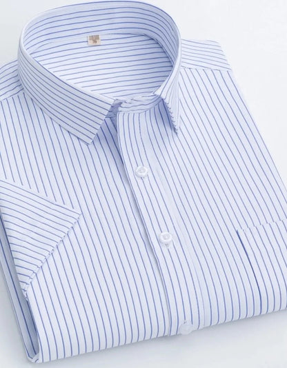 Men's short-sleeved shirt casual non-ironing anti-wrinkle spring summer shirt top high-quality slim-fit formal wear to work