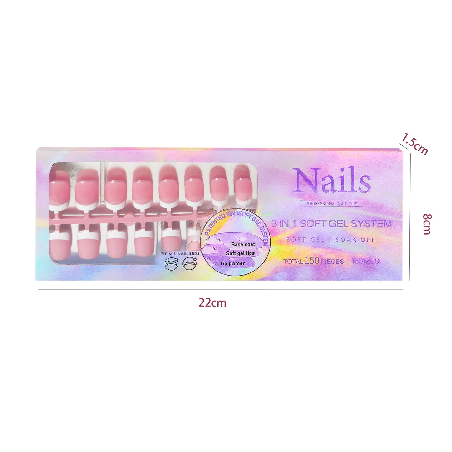 150pcs Nude White Fake Nails Need Adhesive Glue Glitter Press on Nails Women Wearable Nail Art Stickers Full Finished False Nail