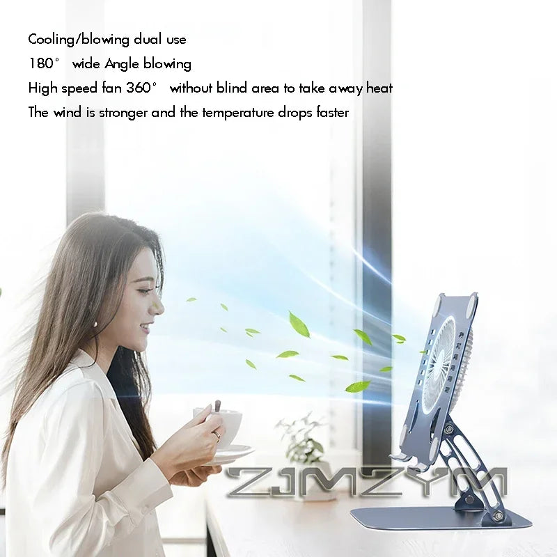 Aluminum Laptop Stand with Cooling Fan Ergonomic Notebook Foldable Cooler Laptop  Adjustable Aluminum Laptop Stand