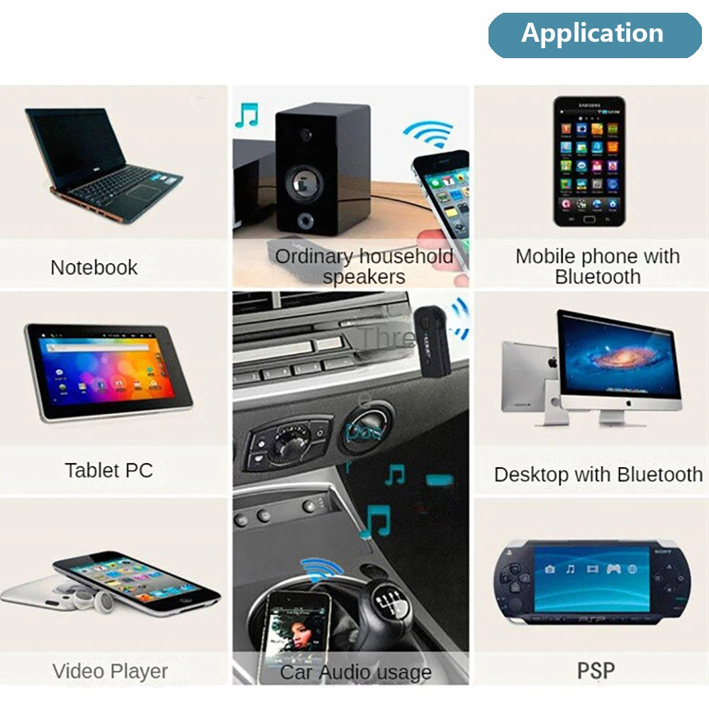 Bluetooth-compatible  Car Adapter 3.5mm AUX Audio Stereo Music Home Wireless Receiver Microphone Receiver