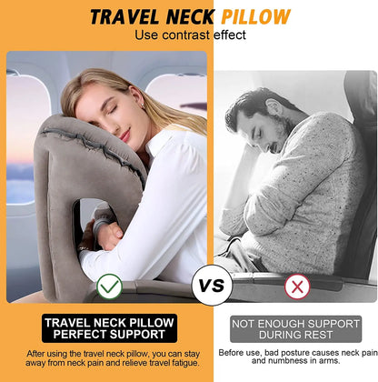 Inflatable Travel Sleeping Bag Portable Cushion Neck Pillow for Men Women Outdoor Airplane Flight Train Sleeping Easy