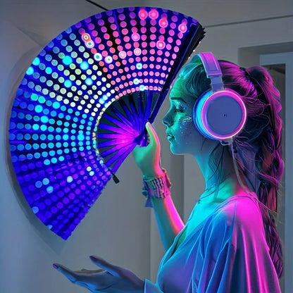Fluorescent Fan Folding Fan Craft Fan with Vibrant Patterns, Dance Fan, Suitable for Both Men and Women
