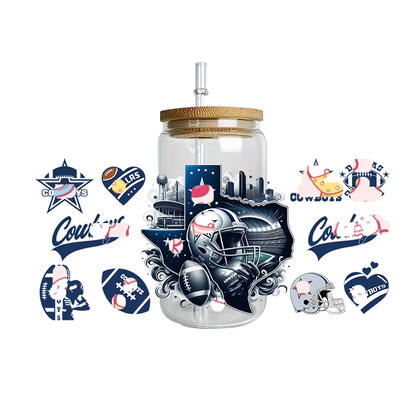 Sports Team Cup Wraps DIY Waterproof Easy To Use Custom Decals UV DTF Transfer Sticker For 16oz Libbey Glasses