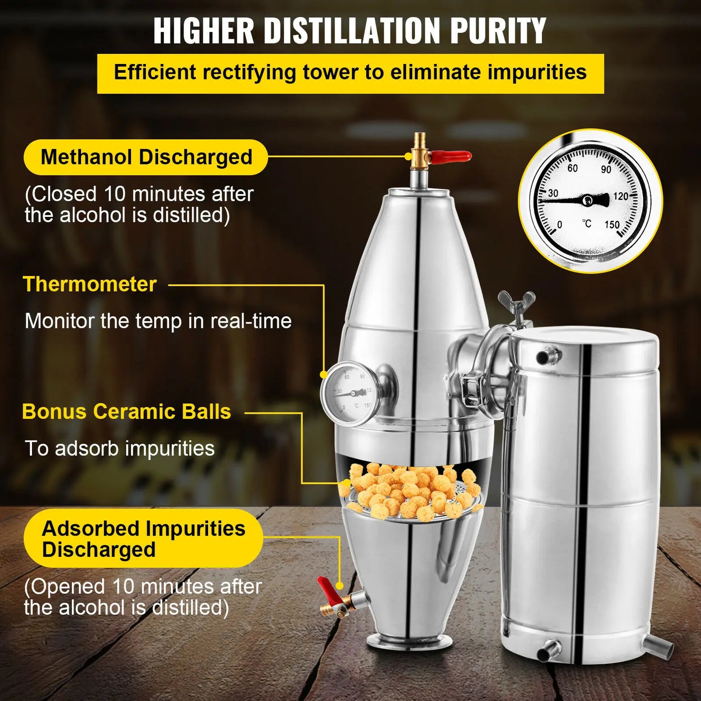 SucceBuy 20L 30L 50L 70L Alcohol Distiller Machine Beer Brewing Equipment Wine Moonshine Apparatus Dispenser Kit Home Appliance