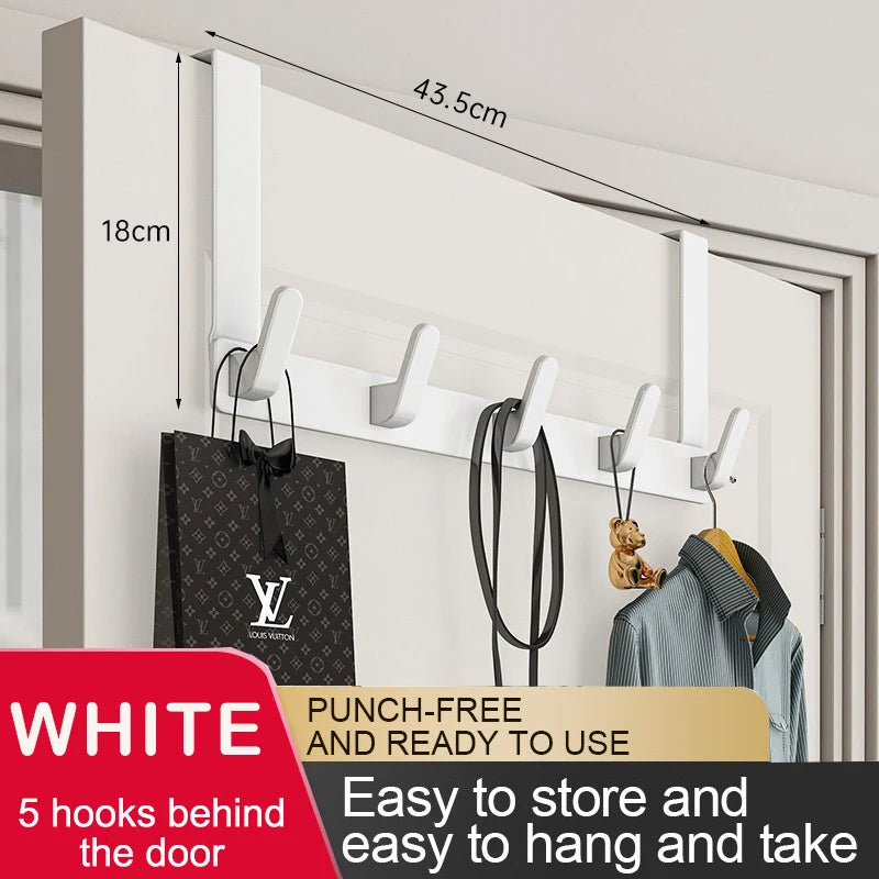 Hooks Over The Door Bathroom Organizer Rack Durable Hanging Row Hook Holder Clothes Coat Hat Towels Hanger Storage 5/6/7 Hooks