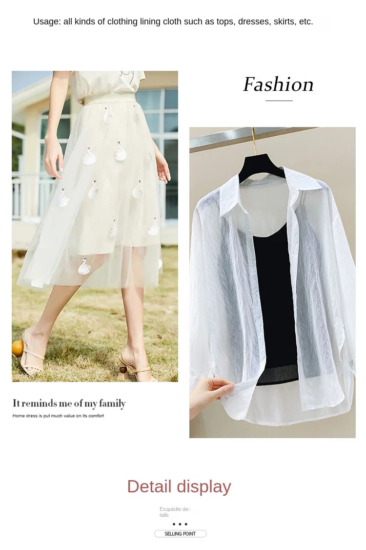 Cotton Summer Solid Color Clothing Lining Cloth White Cotton Dress Mesh Cotton Clothes Lining Fabric