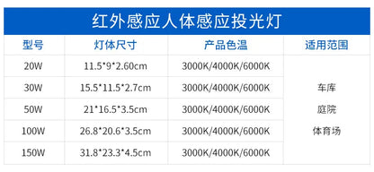 LED Floodlights 100W 50W 30W 20W 10W PIR Motion Sensor IP66 Waterproof LED 220V Hanging Exterior Outdoor Wall Lamp Spotlight