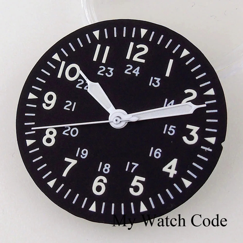 Sterile 29mm Pilot Watch Dial Part Black for NH35 NH36 ETA2824 PT5000 ST2130 Watch Case Part Hand Set
