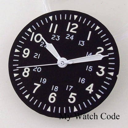 Sterile 29mm Pilot Watch Dial Part Black for NH35 NH36 ETA2824 PT5000 ST2130 Watch Case Part Hand Set