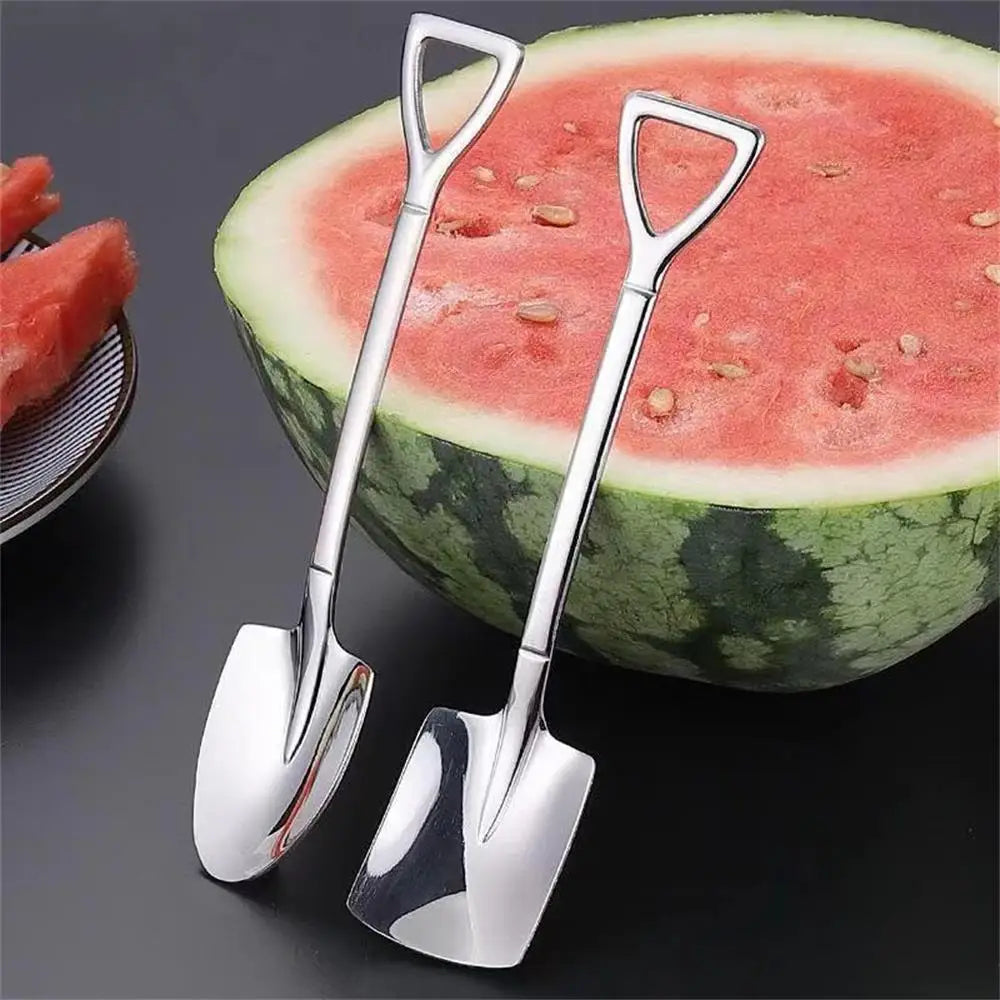 4pcs/Set Shovel Spoon Shovel Spoon Stainless Steel Tea Spoon Creative Coffee Spoon Household Eating Watermelon Shovel Spoon Ice