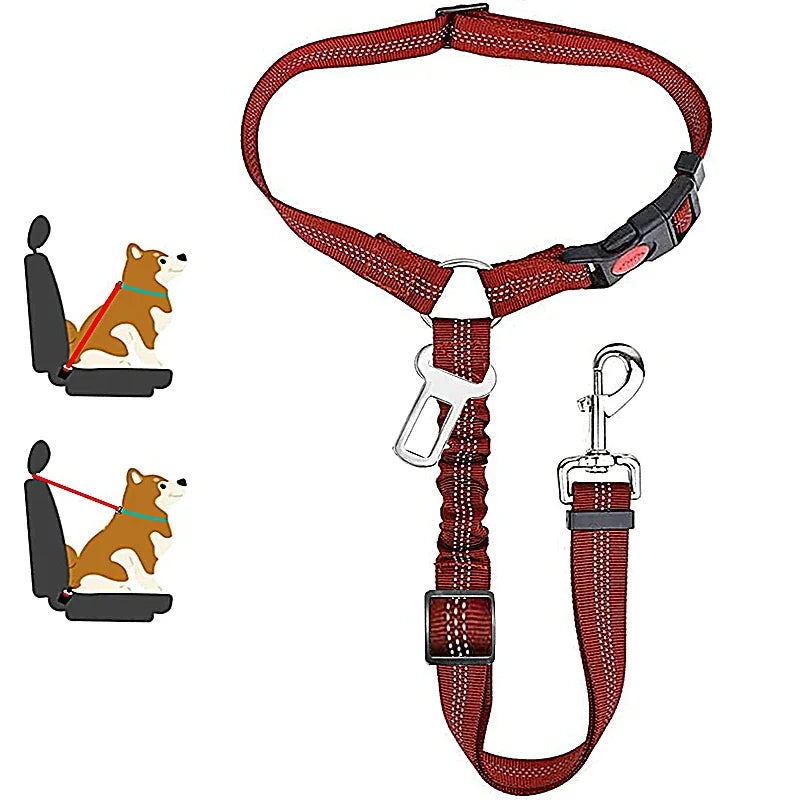 2 in 1 Adjustable Dog Car Seat Belt Pet Harness Clip Buckle Tether Car Travel Dog Safety Belt for Dogs Pet Accessories