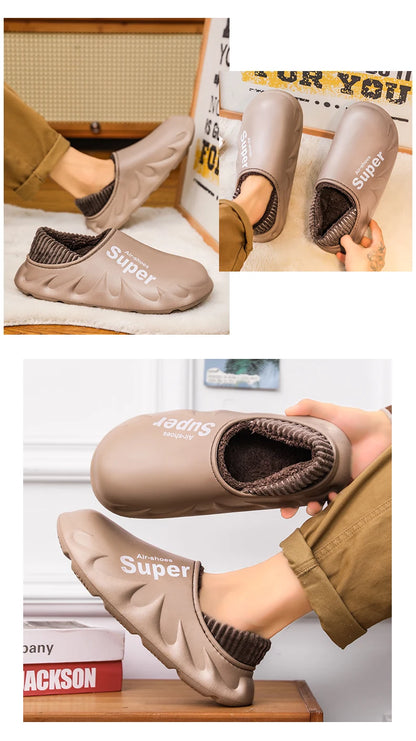 Plus Size 4849 Winter Men Slippers Warm Fur Home Slippers for Men Fashion Plush House Cotton Shoes Womens Wear Slides New