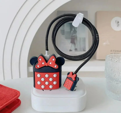 4Pcs Set Cable Protector for iPhone / iPad 18W/20W Charger Protector Case 3D Cartoon Cable Management Phone Wire Cord Organizers