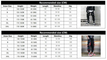 Joggers Cargo Pants for Men Casual Hip Hop Hit Color Pocket Male Trousers Sweatpants Streetwear Ribbons Techwear Pants