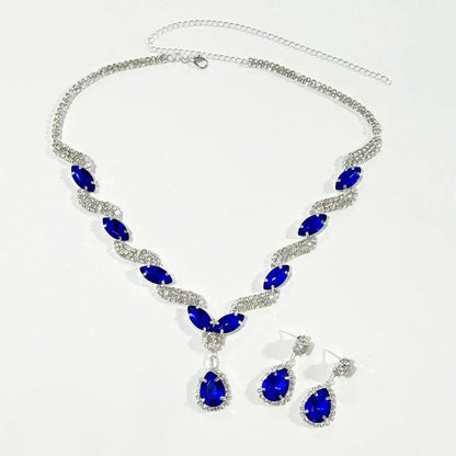 European and American 2-piece Bridal Jewelry Necklace Earrings Jewelry Set Banquet Dress Set Chain Fashion Versatile Accessories