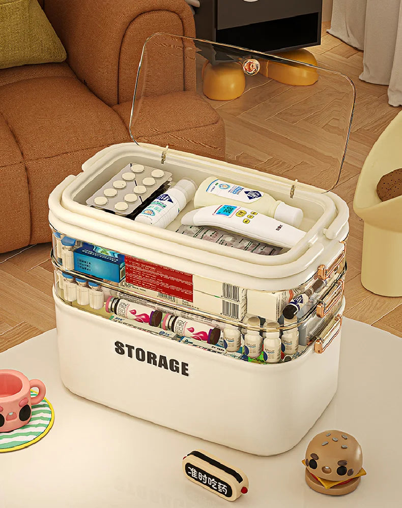 3/4 Layers Large Capacity Family Medicine Organizer Storage Box Portable First Aid Kit Pill Container Emergency Pharmacy Box