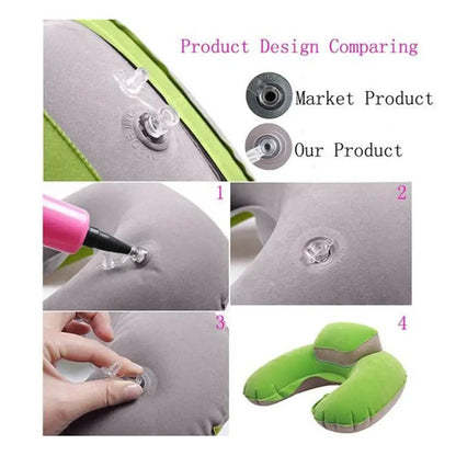Inflatable Pillow U Shape Travel Neck Support Lightweight Airplane Sleep Camping Outdoor Pillows TPU Ergonomic Anti Leak
