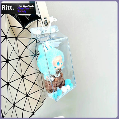 Labubu Fully Transparent Square Walking Bag Labubu Sitting Posture Protective Cover Labubu Protective Cover Display Bag Fashion