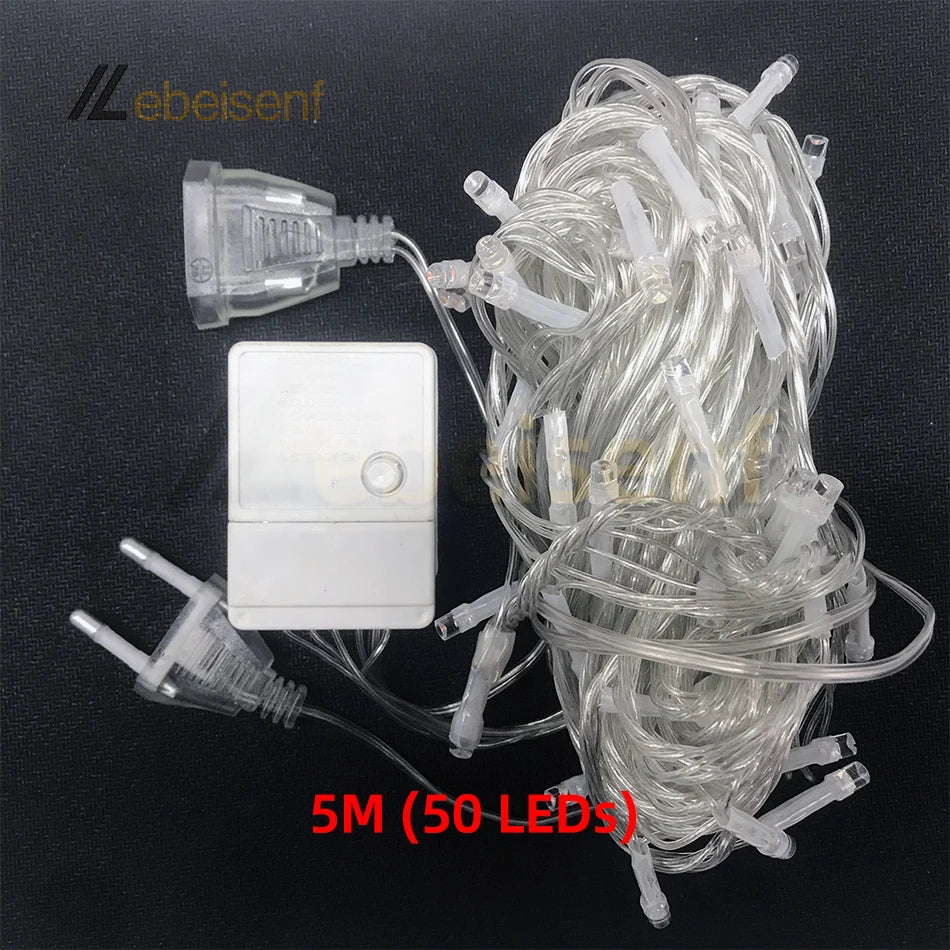LED String Light 5/10M 50/100LEDs AC 220V EU Plug Indoor Outdoor Decor Wedding Party Christmas Tree Home Garden Patio Decoration
