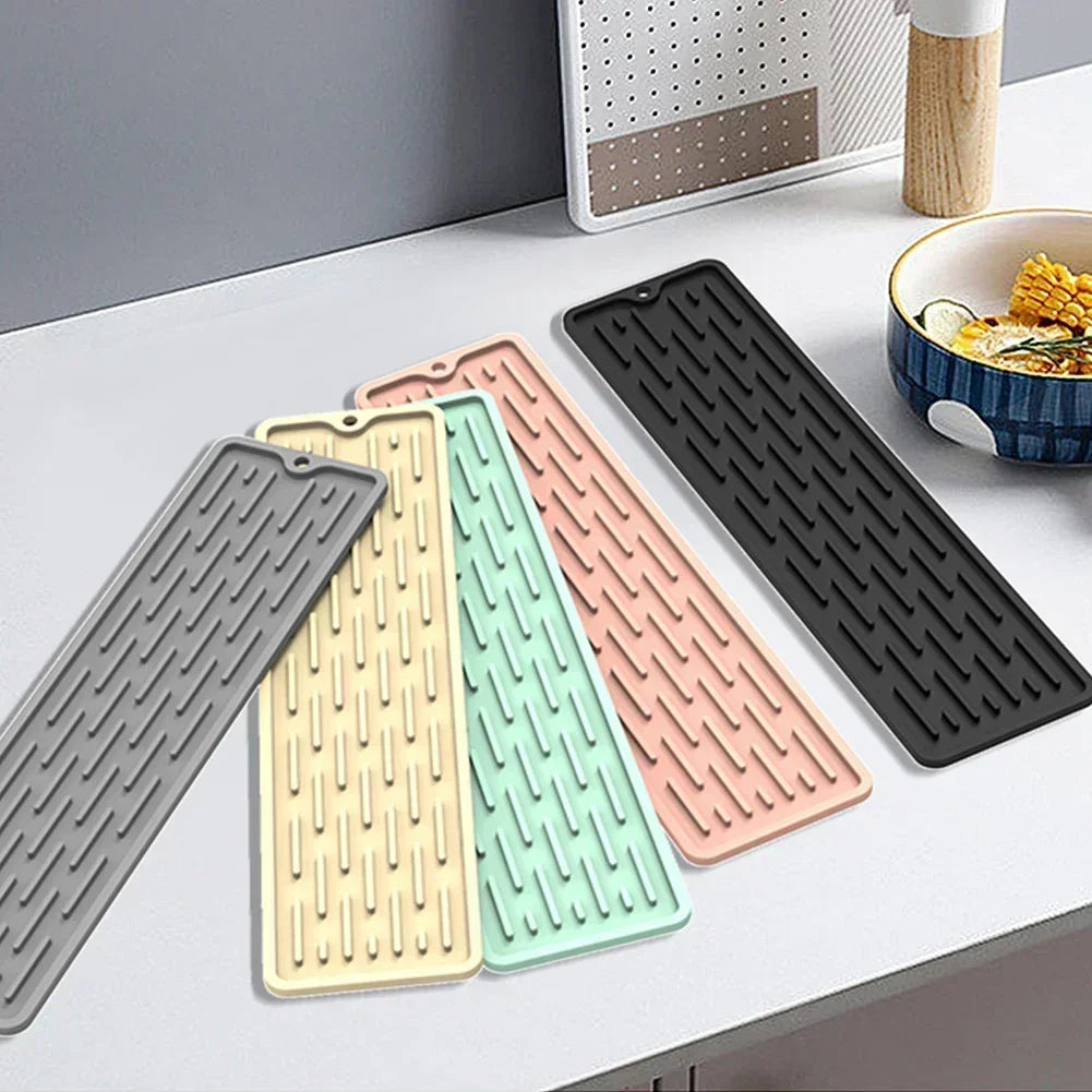 Silicone Dish Drying Mat Anti Slip Sink Storage Kitchenware Sink  Protection Mat Tray Bathroom Gadget Countertop Mat Organizer