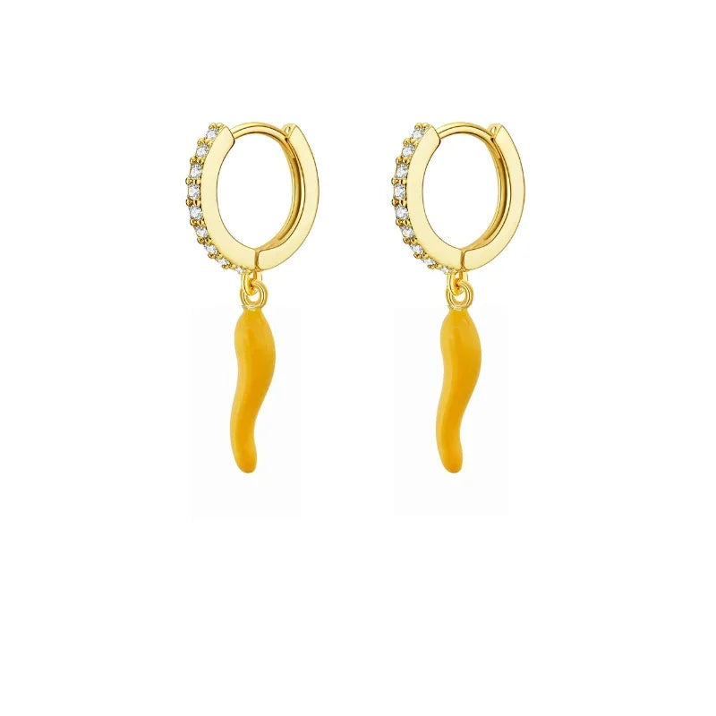 Enamel Earrings Colorful  Chili & Coin Pendant Drop Ear Ring Piercing Pendientes Punk Party Jewelry Modern Women's Earrings 2025