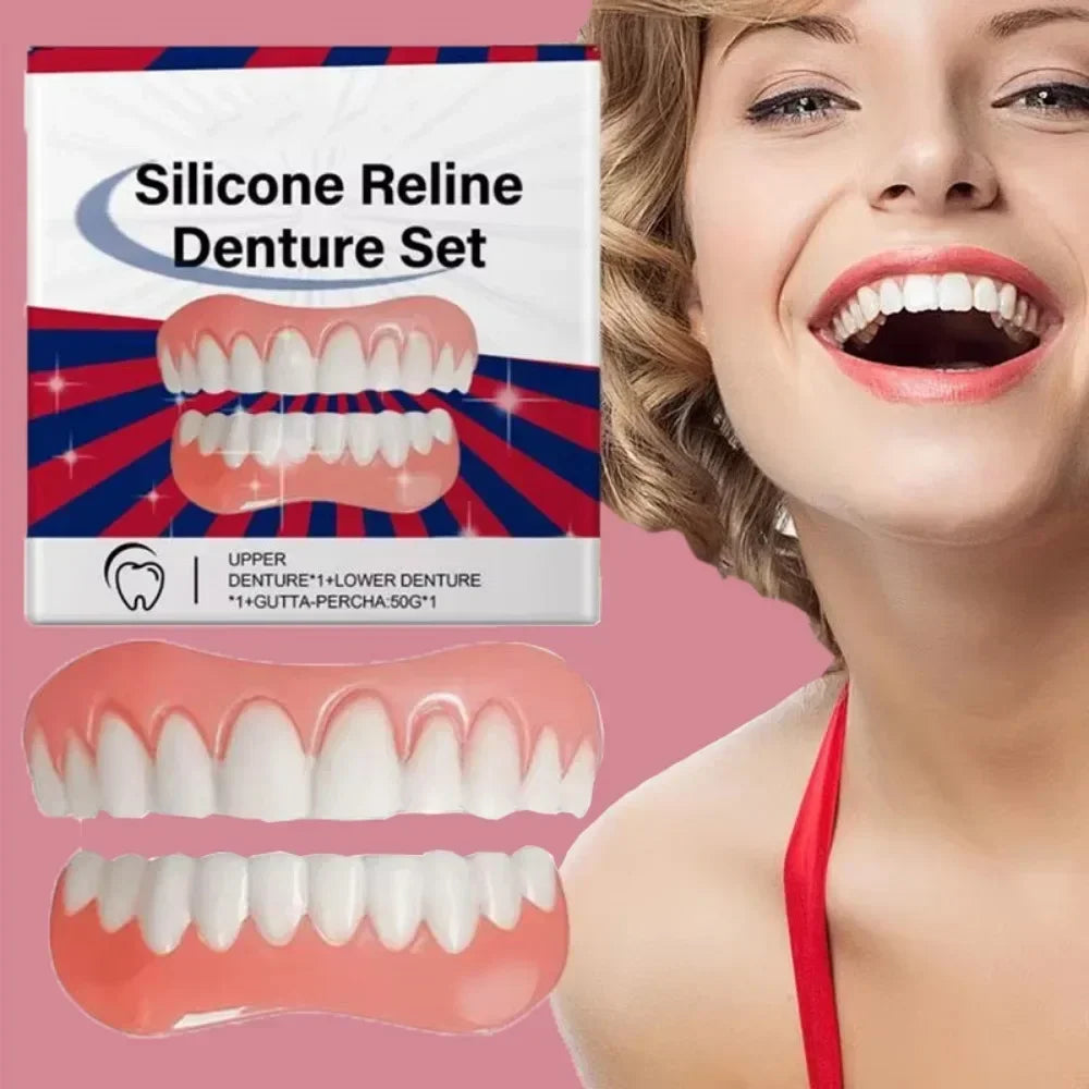 False Teeth Silicone Upper Lower Veneers Perfect Laugh Veneers Dentures Paste Fake Teeth Braces Comfortable Teeth Orthodontic