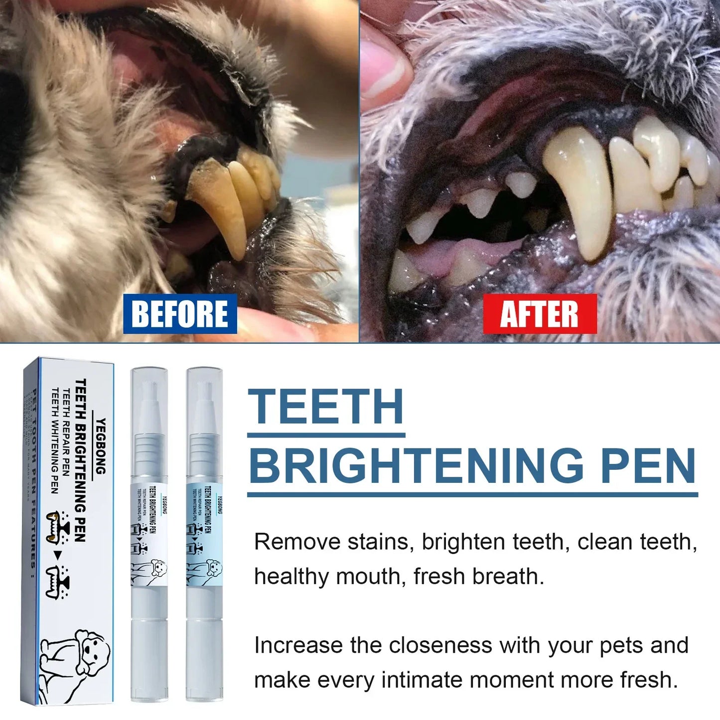 Pet Teeth Cleaning Pen for Dogs and Cats, Tartar and Plaque Cleaning Tools for Cats and Dogs, Pet Teeth Cleaning Pen