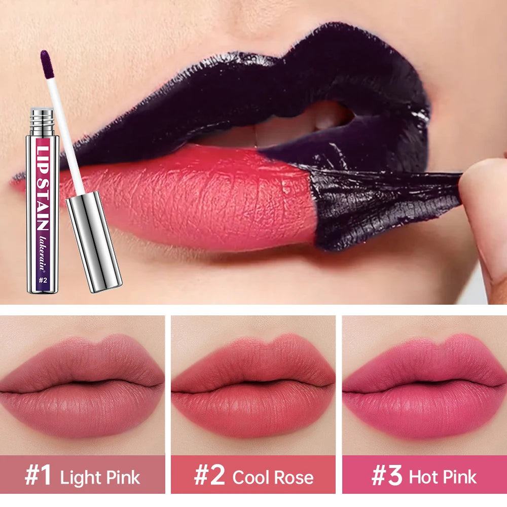 Soft Matte Peel Off Lip Stain Reveal Long Lasting Waterproof Cool Rose High Color Transfer Proof Non-stick Cup Natural Lip Stain
