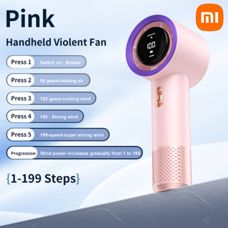 Xiaomi Portable Handheld Electric Fan High Speed Bladeless Fan USB Charging Silent Air Conditioner Digital Display Electric Fan