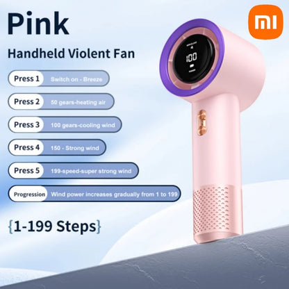 Xiaomi Portable Handheld Electric Fan High Speed Bladeless Fan USB Charging Silent Air Conditioner Digital Display Electric Fan