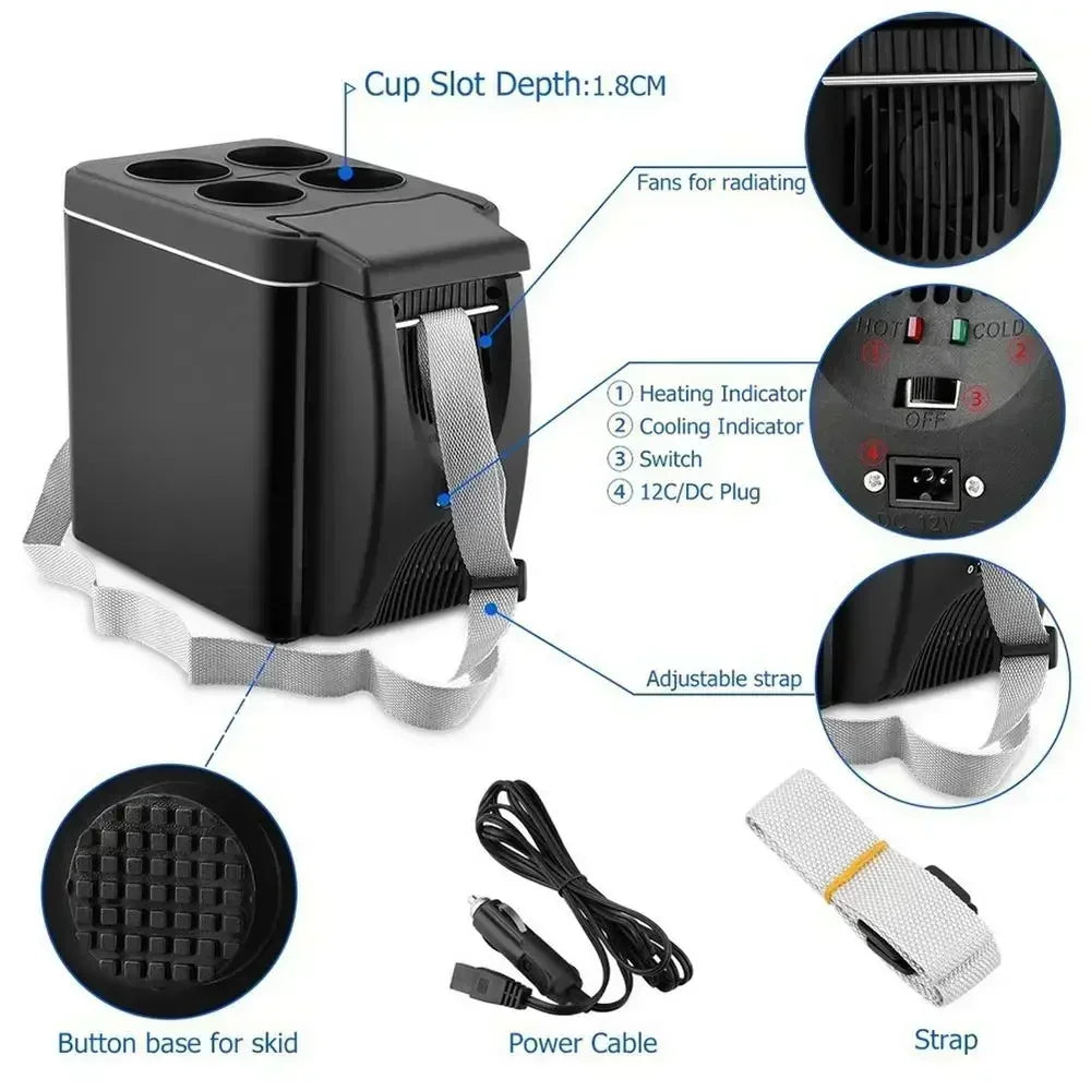 Wholesale Car Fridge 6L Mini Portable Insulated Electronic Ice Box 6L Refrigerator Air Conditioner Automobile Accessories New