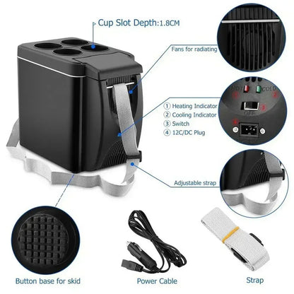Wholesale Car Fridge 6L Mini Portable Insulated Electronic Ice Box 6L Refrigerator Air Conditioner Automobile Accessories New