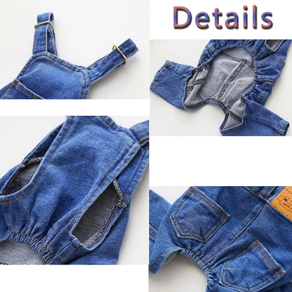 Blue Overalls for Dogs Pet Jean Clothes Dog Denim Jumpsuit Fashion Apparel Comfortable Puppy Costumes forSmall Medium Dogs