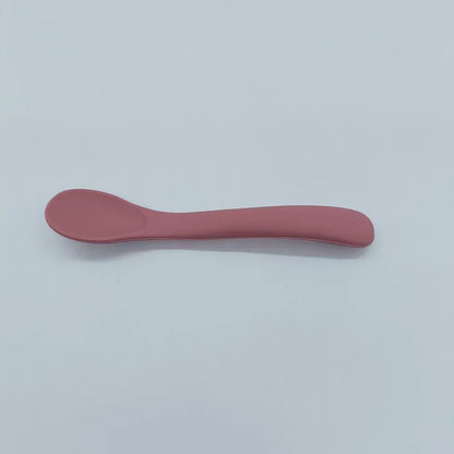 Silicone Baby Learn To Eat Spoon Small Curved Spoon Soft Rubber Feeding Silicone Cutlery Baby Training Spoon