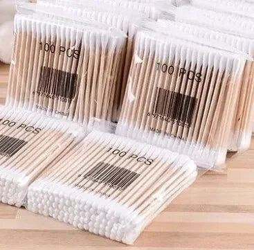 300/500pcs Cotton Swabs Double-Tipped Cotton Buds Cotton Swabs with Wooden Sticks Cotton Swabs for Ears Makeup Daily Cleaning