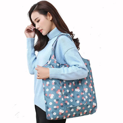 Waterproof Printing Reusable Shopping Bag Tote Bags Fashion Eco Friendly Shopping Bag Foldable Zipper Women's Handbags