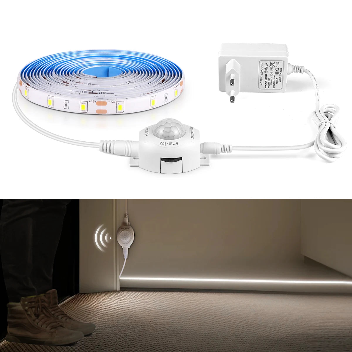 Smart Motion Sensor Under Cabinet Lights Induction ON OFF LED Strip For Kitchen Bed Staircase Wardrobe Emergency Night Lamp