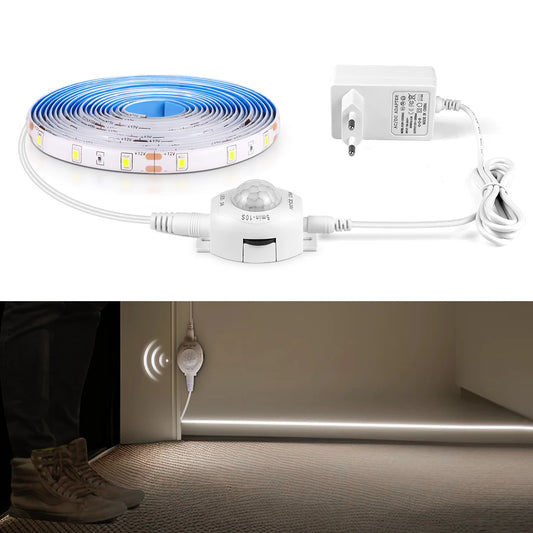 Smart Motion Sensor Under Cabinet Lights Induction ON OFF LED Strip For Kitchen Bed Staircase Wardrobe Emergency Night Lamp