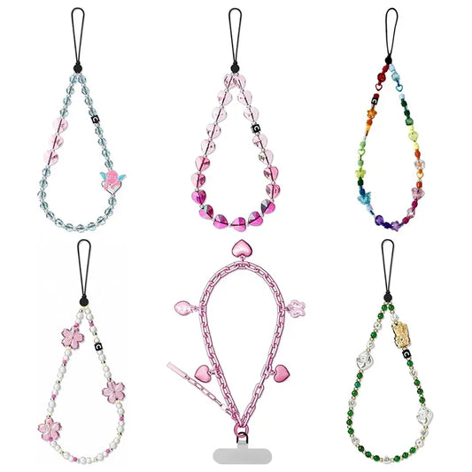 Colorful Beads Phone Straps Long Short Lanyard Phone Hanging Chain