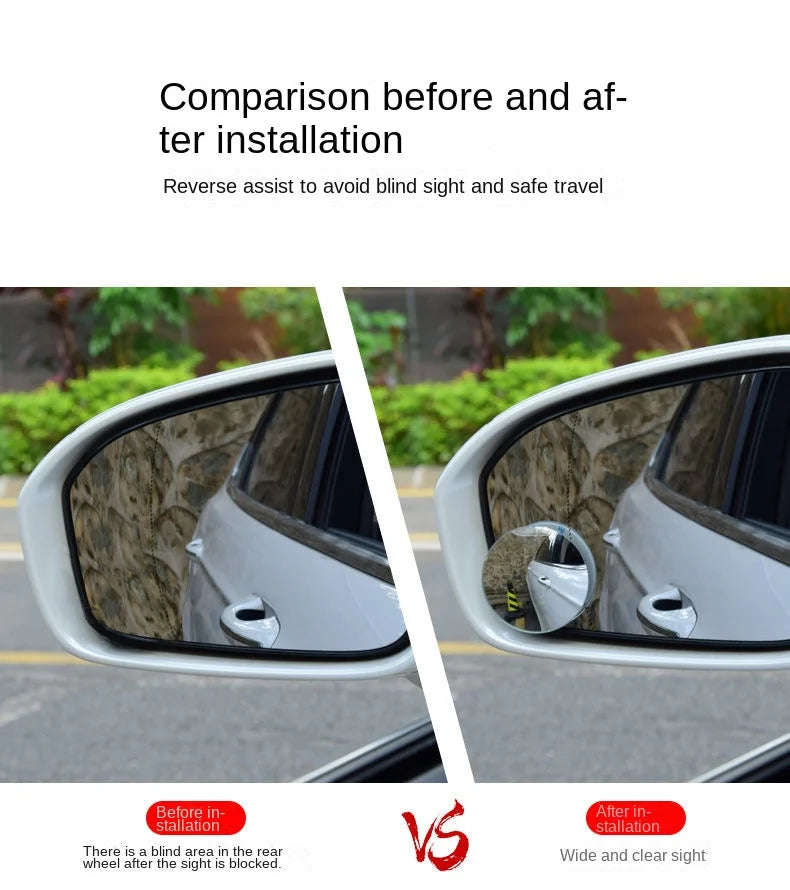 Car Blind Spot Rear View Mirror Wide Angle 360 Degree Adjustable Small Round Mirror Car Reverse Auxiliary Rearview Convex Mirror