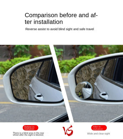 Car Blind Spot Rear View Mirror Wide Angle 360 Degree Adjustable Small Round Mirror Car Reverse Auxiliary Rearview Convex Mirror