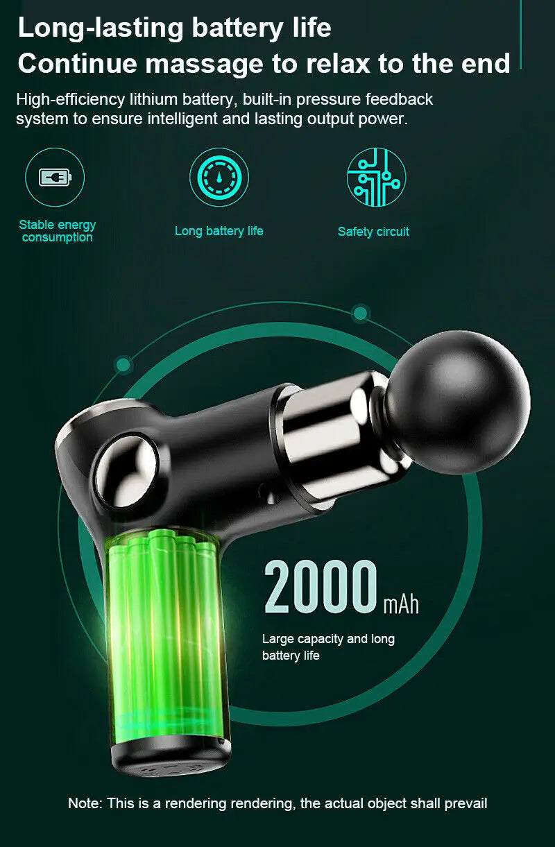 Massage Gun Portable Percussion Pistol Massager For Body Neck Deep Tissue Muscle Relaxation Gout Pain Relief Fitness