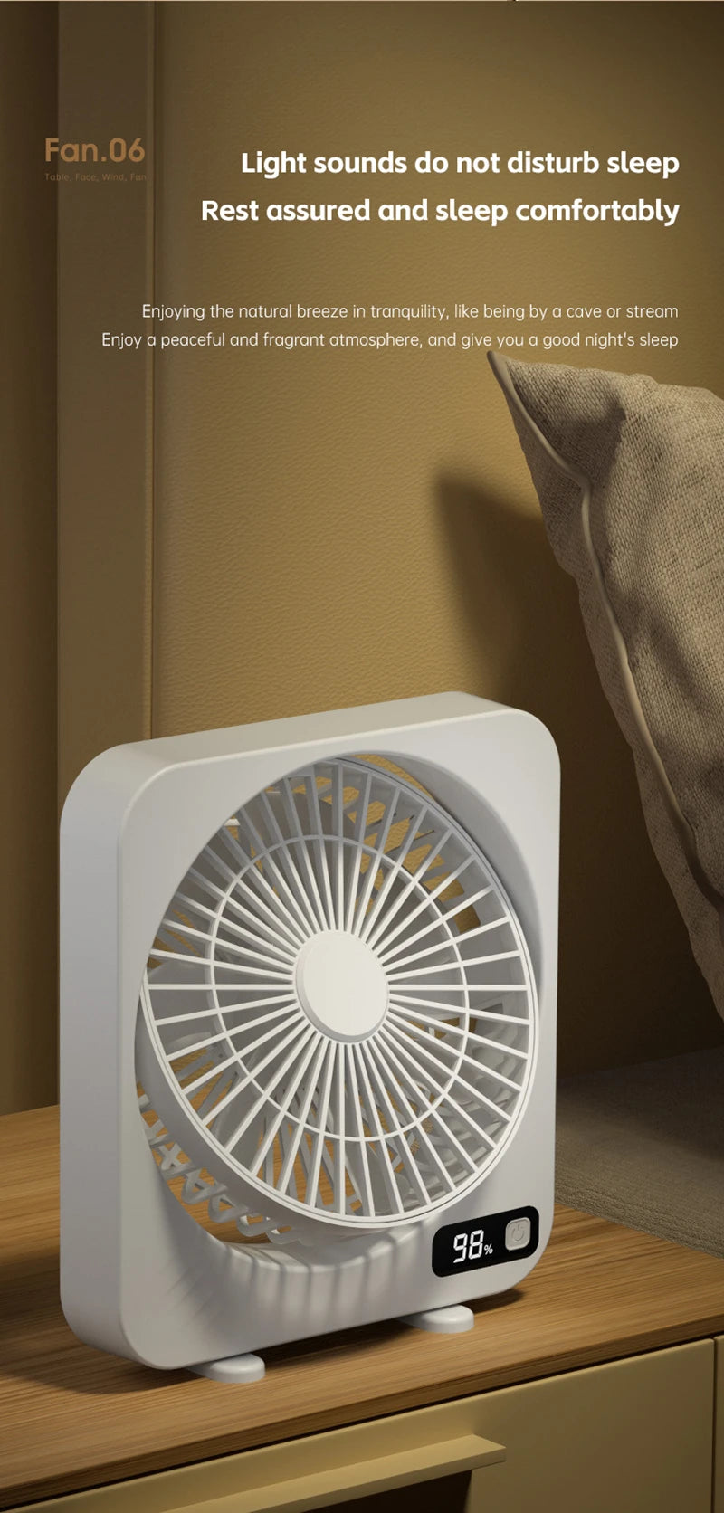 Electric Fan Portable Usb Charging Cycle Electric Fan Table Fan Digital Display 5-speed Desktop Small Fan Office Camping