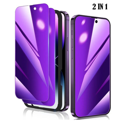 Anti Blue Ray Light Tempered Glass for iPhone17 16 15 14 13 12 11 Pro Max Privacy Screen Protector Purple 9H Tempered Glass Film