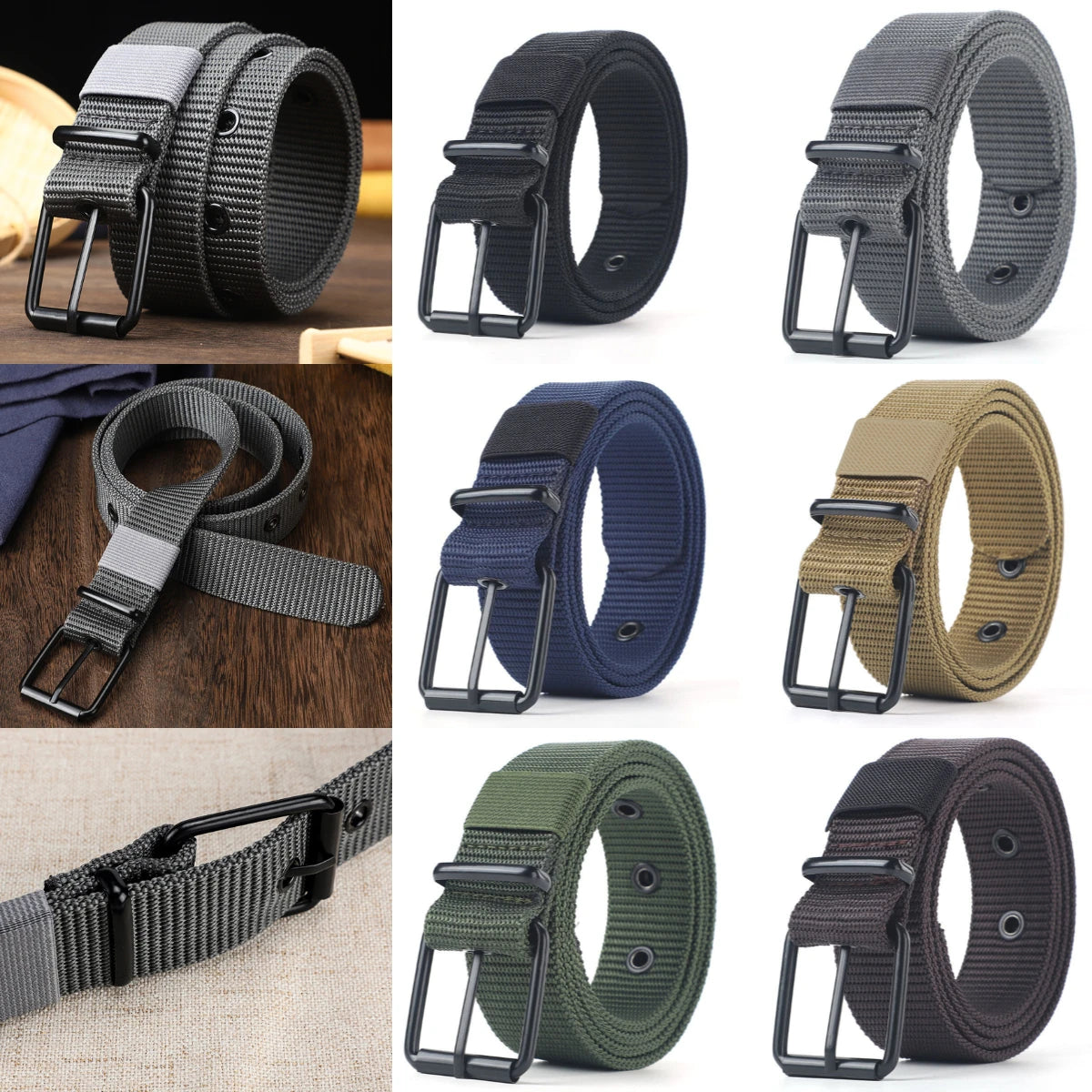 Perforated Canvas Belt Men's Needle Buckle Belt Student Youth Korean Adjustable Multi-Hole Belt Student Jeans Belt