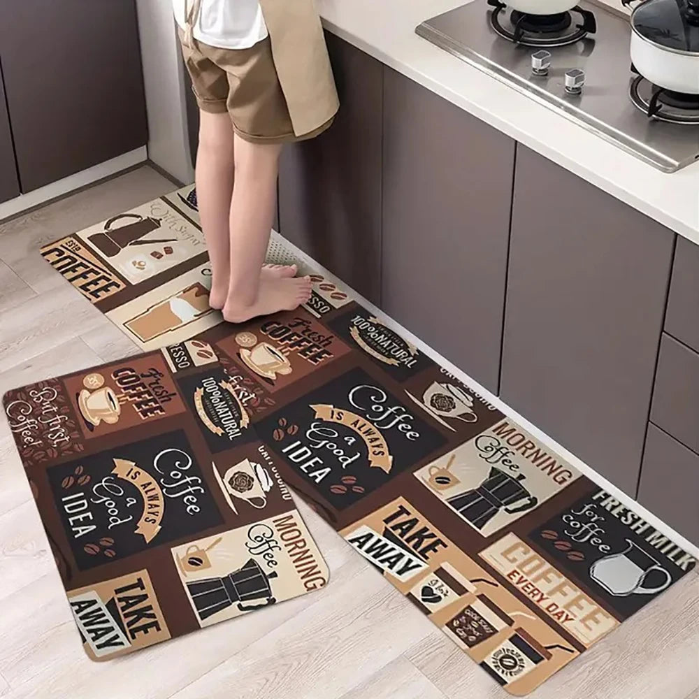 Kitchen Cutlery Knife and Fork Theme Washable Stain-resistant Foot Mat Carpet Kitchen Living Room Entrance Absorbent Door Mats