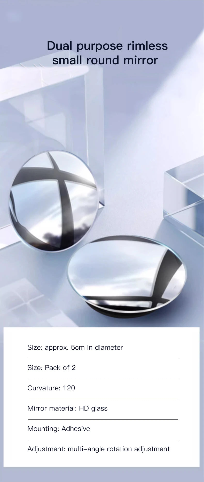 Car Rearview Mirror 360° Small Round Mirror Auto Accessories