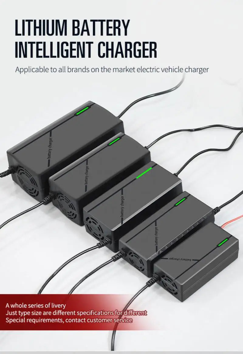 36V 48V 60V 72V Charger 2A 5A Lithium Battery Pack 42 54.6 67.2 84V 10 13 16 20S Smart Intelligent Fast Charging Charger EU Plug