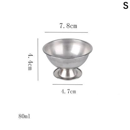 Ice Cream Cups Salad Bowl Stainless Steel Bowl Dessert Fruit Plate Snack Dish Party Supplies